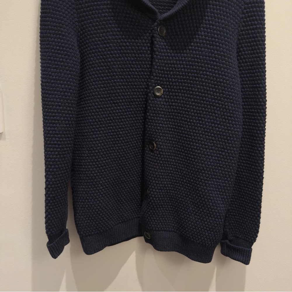A.P.C. Heather Navy Blue Shawl Collar Cardigan Buttons Size XL Men’s - Picture 6 of 12